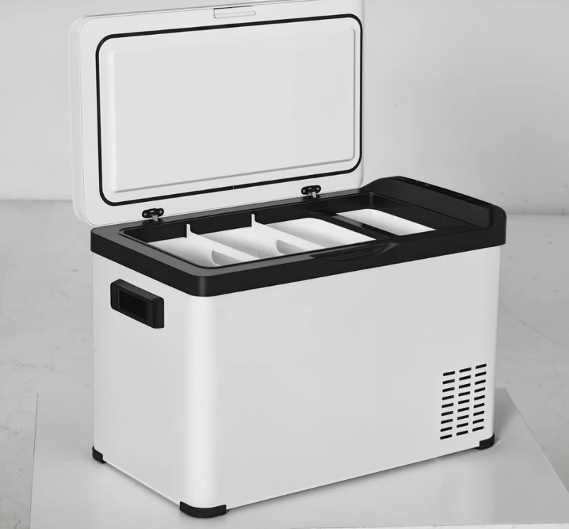 Outsunny Réfrigérateur portable à compression 30 L glacière électrique voiture 12/24V 61 x 32 x 40 cm jusqu'à -22°C blanc