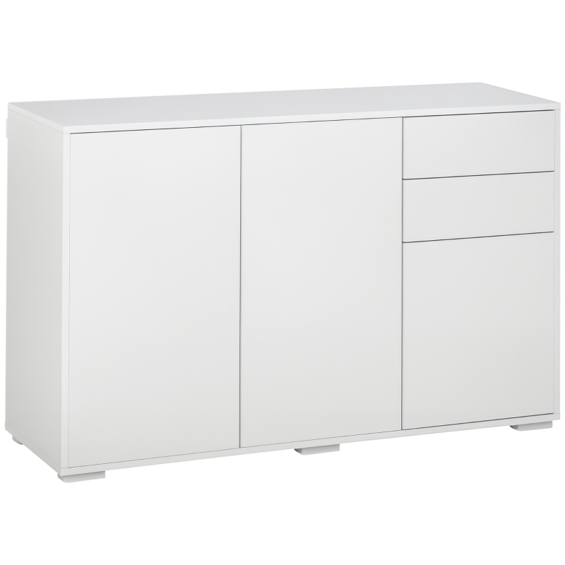 HOMCOM Sideboard Kommode Anrichte, 2 Schubladen, Push-Click, 117 cm x 36 cm x 74 cm, Weiß