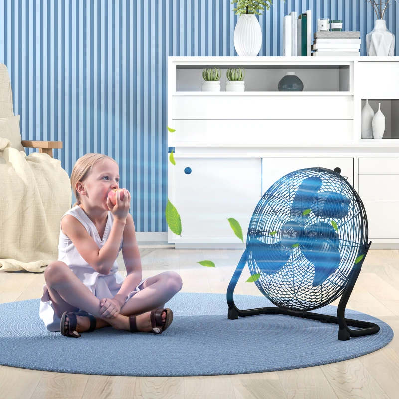 HOMCOM Ventilateur de Table Électrique avec 4 Vitesses, Angle Ajustable de 120° Noir