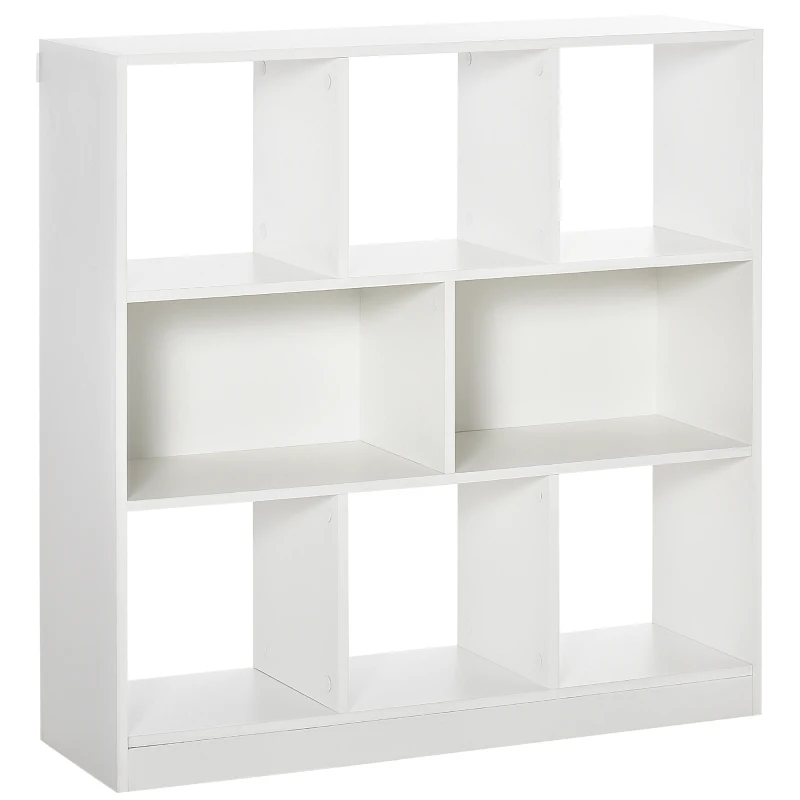 HOMCOM Bibliothèque Mobile à 3 Niveaux et 8 Plateaux au Total, en MDF, 97.5x30x100 cm, Blanc