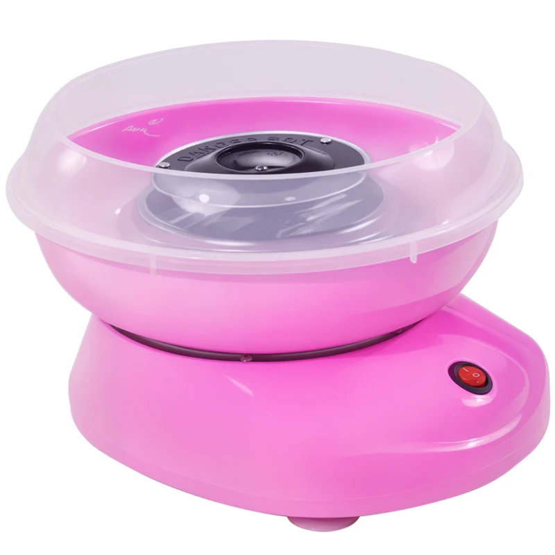 HOMCOM Machine barbe à papa pied antidérapant avec 10 tiges de bambou et 1 cuillère 27l x 26l x18hcm rose