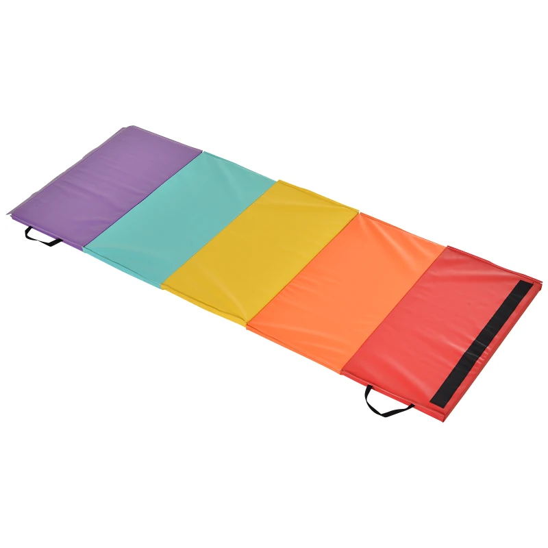 HOMCOM Tapis de Fitness/Yoga pour Salle de Sport et Maison, avec 5 Panneaux Colorés et Pliables, Rembourrage en EPE, 195x76x3 cm