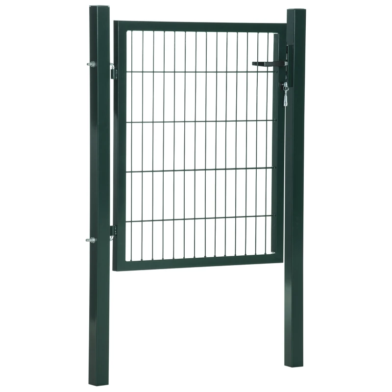 HOMCOM Portail de Jardin Portillon Porte de Jardin Porte de Cour en Acier Poignée Serrure et Clés 97 x 150 cm Vert