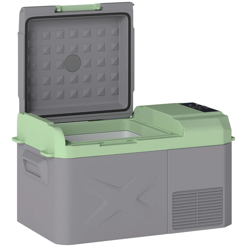 Outsunny Réfrigérateur de Voiture 12V-220V -20℃ à +20 ℃ avec Écran Lumière LED 61x34x32,4 cm Gris