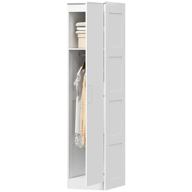 HOMCOM Armoire à vêtements Placard multifonction avec tringle à vêtements, étagère, porte à fermeture soft-close 40 x 52 x 180 cm Blanc