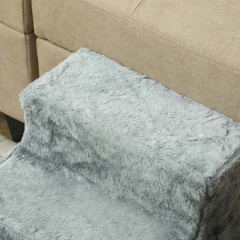 PawHut Escada para Animais de Estimação com 3 Degraus 2 em 1 com Capa Removível e Lavável Escada para Cães Gatos 35x46x35 cm Cinza