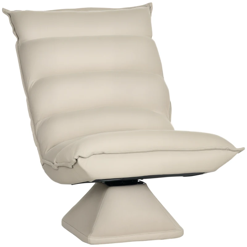 HOMCOM Fauteuil de sol paresseux pivotant 360° avec dossier inclinable design capitonné 62 x 62 x 95 cm beige