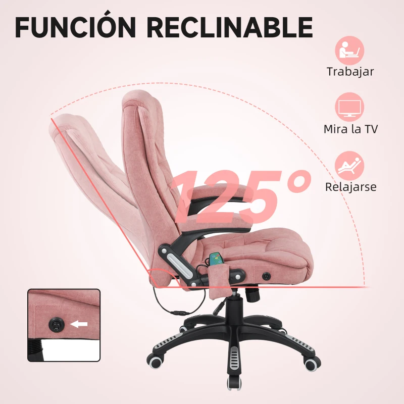 Vinsetto Silla Oficina con Masaje de 6 Puntos con Función Basculante con Calefacción Altura Ajustable