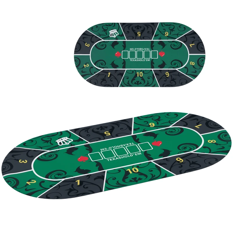 SPORTNOW Tapis de poker dessus de table de poker jusqu'à 6 joueurs sac de transport antidérapant 120 x 60 x 0,2 cm vert et noir