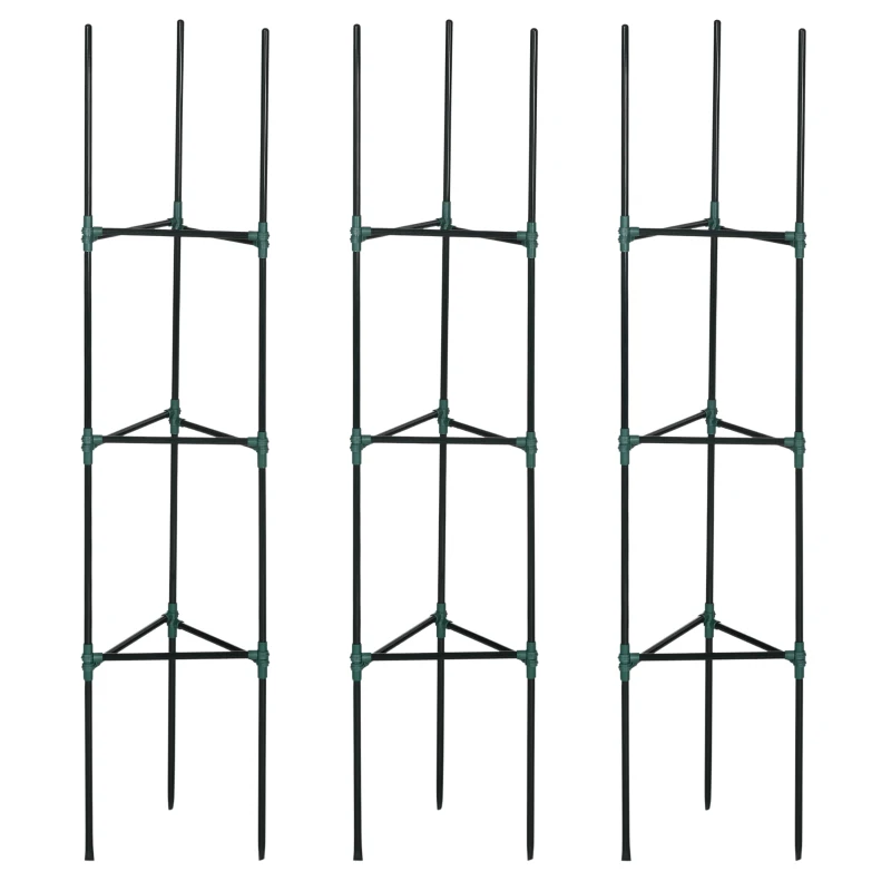Outsunny Support de croissance, Ensemble de 3, Treillis de plantation, design modulaire, pour extérieur et intérieur, Acier, vert, 38 x 38 x 182 cm