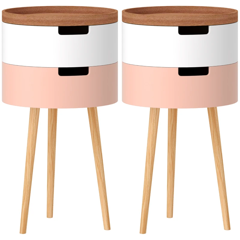 HOMCOM Ensemble 2 Tables Basses à 3 Niveaux, avec 2 Compartiments de Rangement et Plateau Supérieur en Plateau, Multicolore