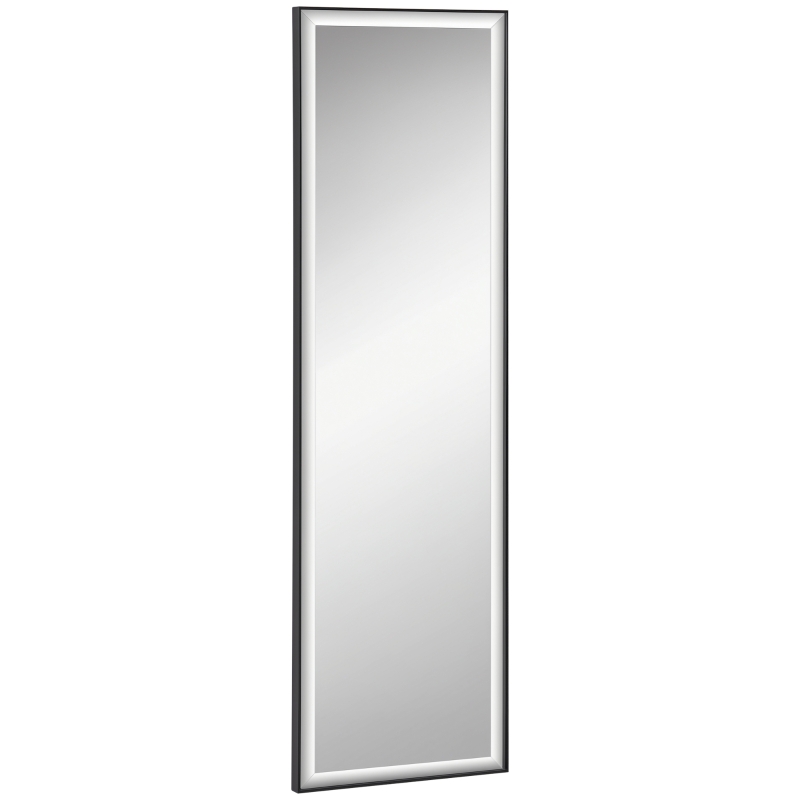 HOMCOM Miroir Mural dim. 120L x 35l cm - Film sécurité Anti déflagrant, système Attache Inclus - Cadre Alliage alu. Noir