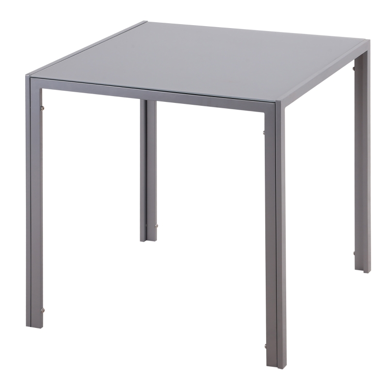 HOMCOM Table à Manger Table de Cuisine en Verre Carrée, Plateau en Verre, Design Compact, Gris