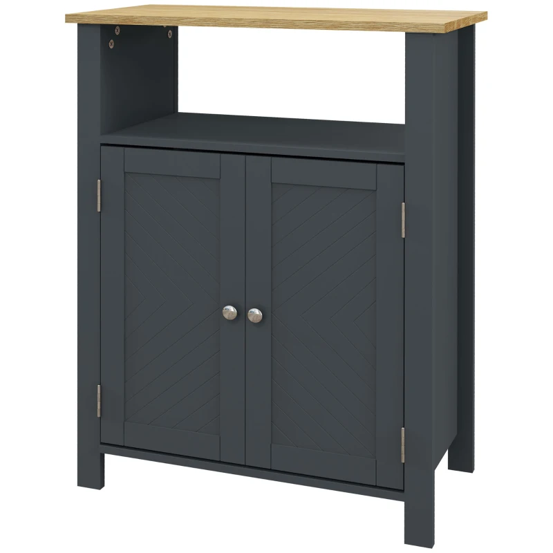 kleankin Meuble de Salle de Bain à 3 Étagères en MDF et Panneau de Particules avec Étagère Intérieure Réglable, 60x30x80.5 cm