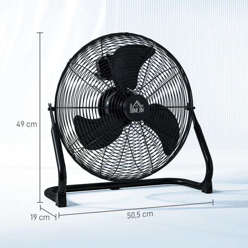 HOMCOM Ventilateur de Table Électrique avec 4 Vitesses, Angle Ajustable de 120° Noir