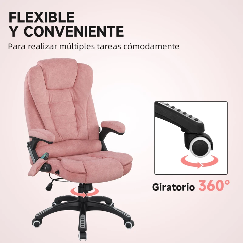 Vinsetto Silla Oficina con Masaje de 6 Puntos con Función Basculante con Calefacción Altura Ajustable