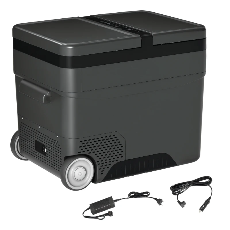 Outsunny Frigo Portatile Elettrico 45L da 12 Volt con Maniglia e Schermo LCD, 63.2x42x50.8 cm, Grigio