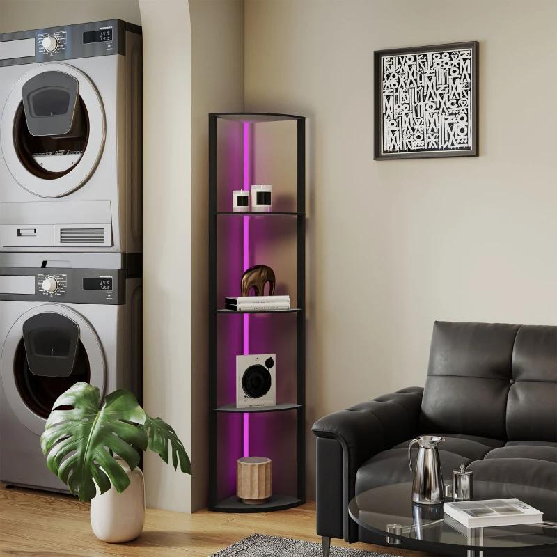 HOMCOM Lampe sur pied LED avec étagère et changement de couleur RGB, télécommande