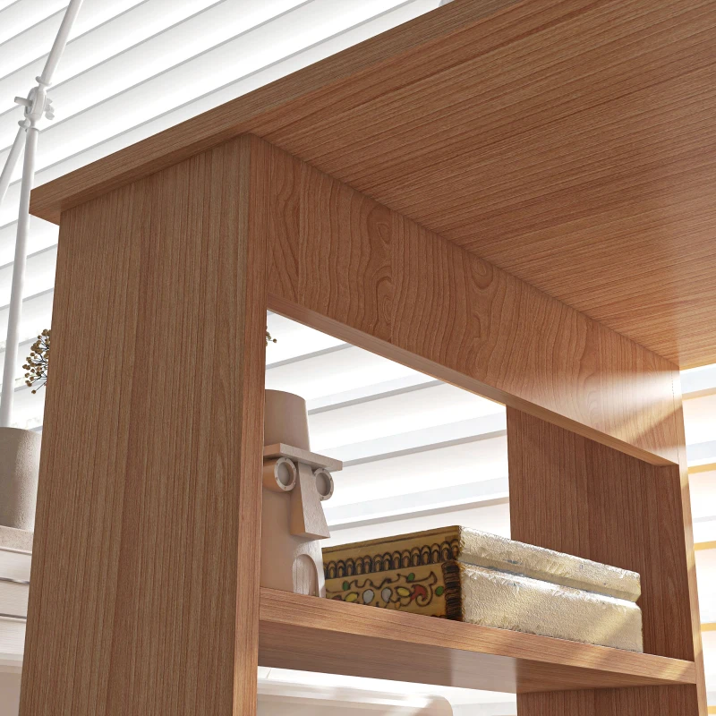 HOMCOM Bureau Informatique PC d'Angle avec Design en L Pivotant à 5 Étagères pour Maison et Bureau, Table de Salle à Manger en Bois, 120x110x74.5 cm