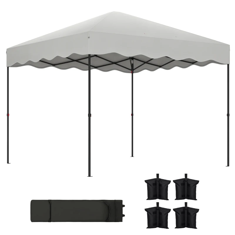 Outsunny Carpa Plegable 3x3m con Protección UV Altura Ajustable y Bolsa con Ruedas para 6-9 Personas Blanco