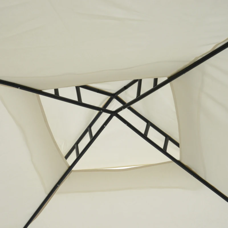 Outsunny 3 x 3 Meter Metal Gazebo Garden Outdoor 2-tier Roof Marquee Party Tent Canopy Pavillion Patio Shelter with Netting - Cream White(m-10)