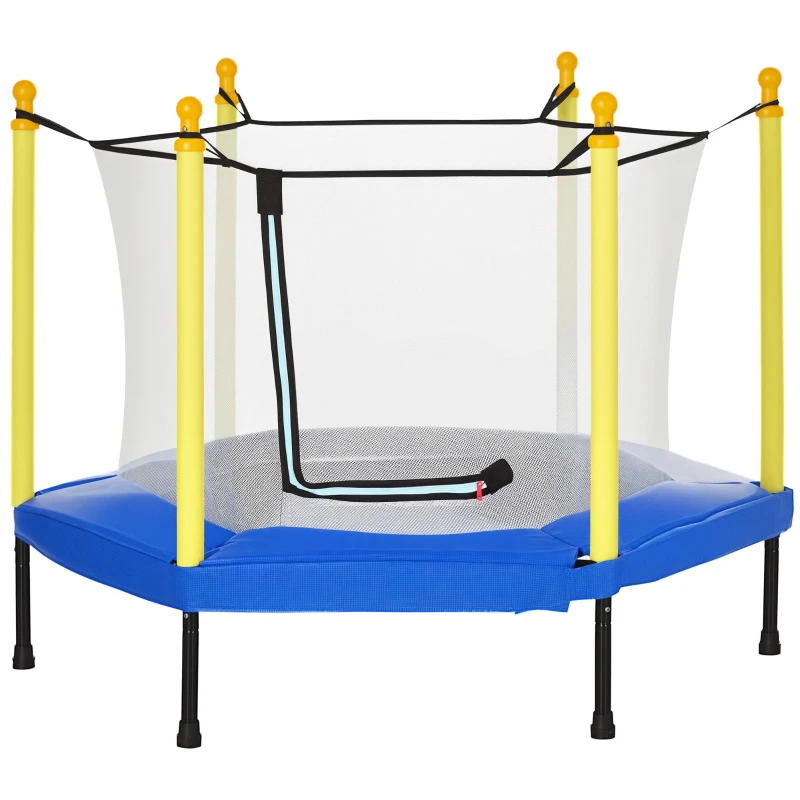 ZONEKIZ Trampolim para Crianças com Rede de Segurança 122x122x97 cm Azul