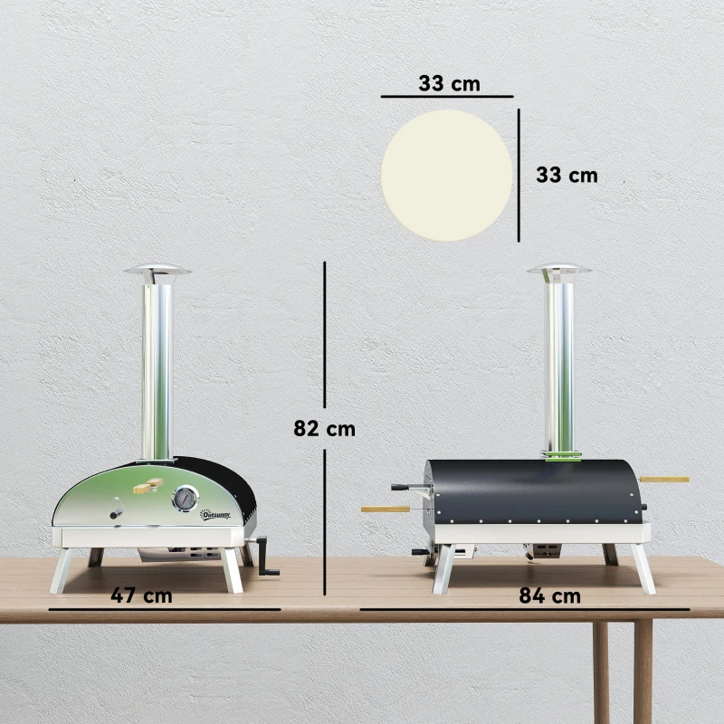 Outsunny Mini Four à Pizza à Bois avec Pierre Réfractaire Thermomètre et Plateau Tournant pour Jardin Terrasse ou Camping