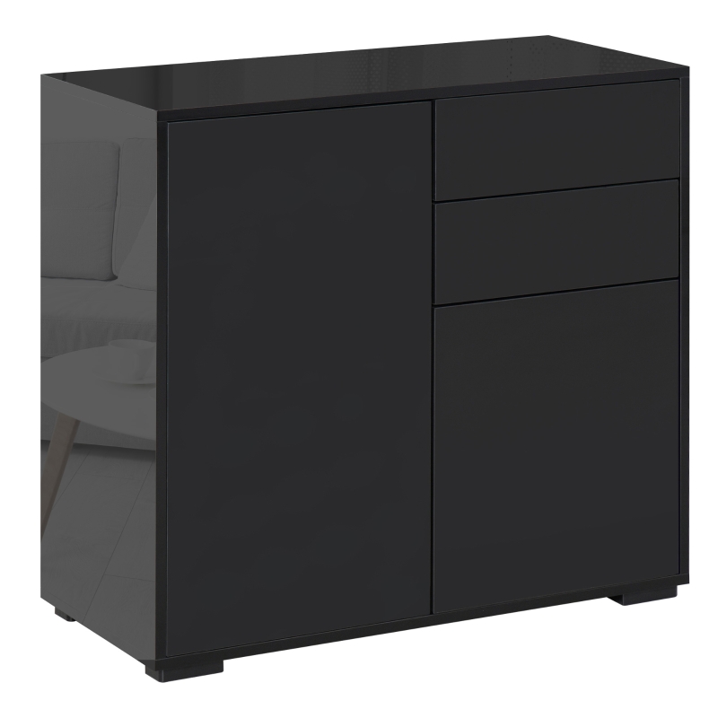 HOMCOM Mobiletto Polyvalent pour Maison et Bureau avec 2 Tiroirs et 2 Armoires, Ouverture à Pression, 79x36x74cm