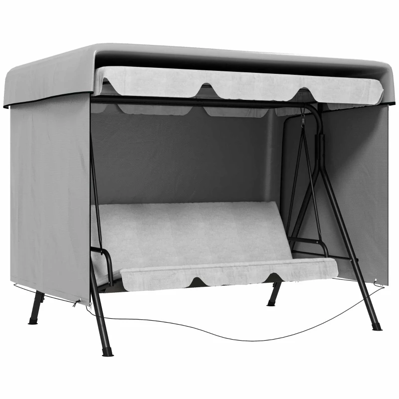 Outsunny Capa Protetora para Baloiço de Jardim de 3 Lugares 215x155x150 cm Cobertura para Móveis de Exterior Cinzento Claro