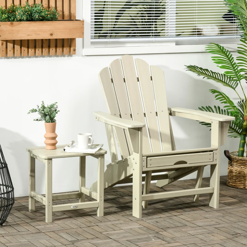 Ensemble de chaises longues Outsunny avec repose-pieds et table d'appoint, pliant, en plastique, 78 cm x 135 cm x 95 cm, Sable