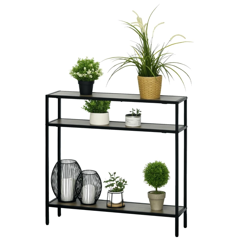 Outsunny Estantería para Plantas Flores Macetas Bastidores de 3 Niveles con Placa Antivuelco para Interiores y Exteriores 80x20x75 cm Madera