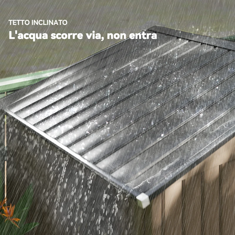 Outsunny Casetta da Giardino in Metallo con Prese d'Aria e Doppia Porta Scorrevole, 2.1x1.3m, Marrone