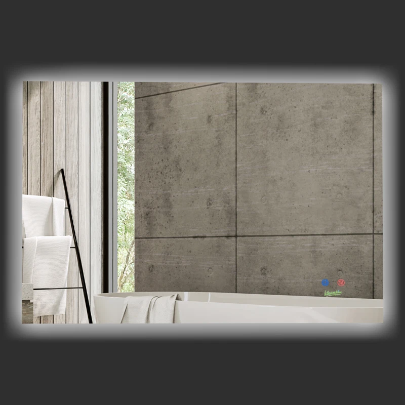 kleankin Espejo de Baño con Luz LED con Función Antivaho Interruptor Táctil y Color de Luz Ajustable 90x60 cm Plata