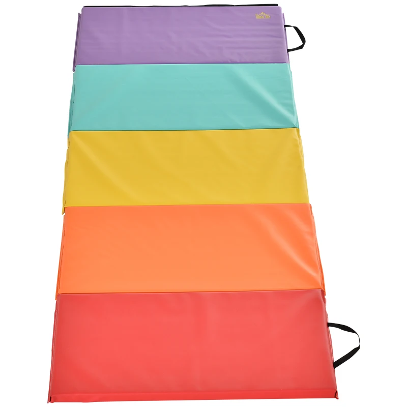 HOMCOM Tapis de Fitness/Yoga pour Salle de Sport et Maison, avec 5 Panneaux Colorés et Pliables, Rembourrage en EPE, 195x76x3 cm