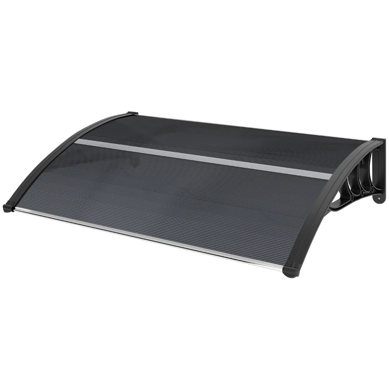 Outsunny Auvent, Auvent de porte d'entrée, Auvent pour entrées et fenêtres, 100L x 75l x 23H cm, Noir