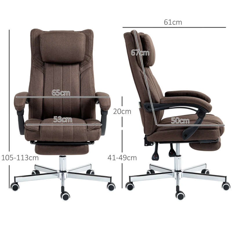 Vinsetto Chaise de Massage avec 6 Points de Massage avec Hauteur Réglable Télécommande Repose-Pieds et Repose-Tête Marron Foncé