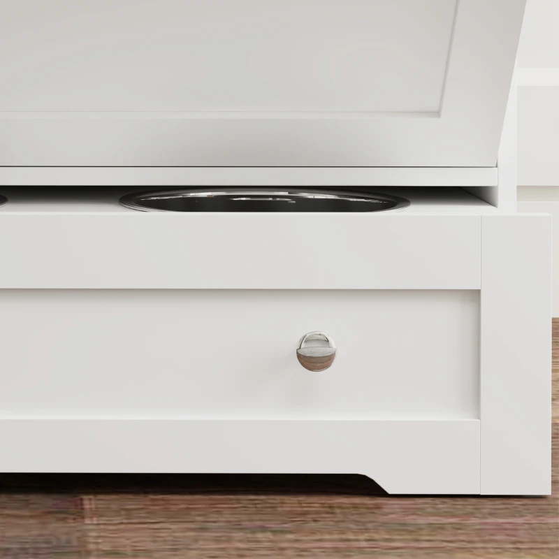 PawHut Dog Feeding Station with 2 Storage Cabinets, 2 Elevated Bowls, Side Hooks, Anti-tip Kit for Water and Feeding Supplies