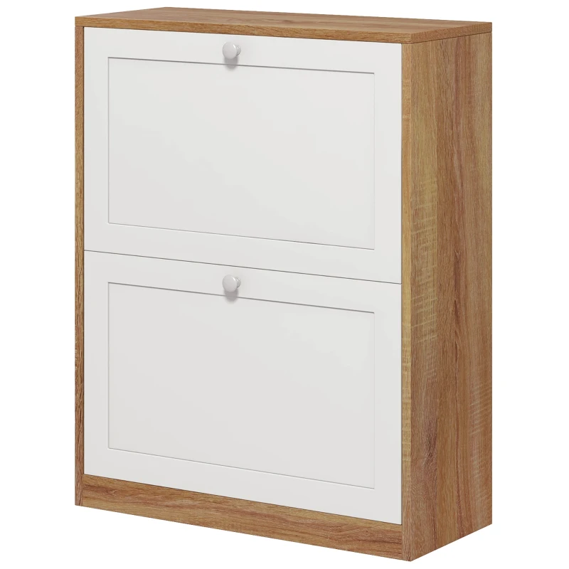 HOMCOM Armoire à Chaussures Slim avec 3 Étagères Réglables sur 2 Niveaux pour 12 Paires, en Panneaux de Particules et MDF, 60x24.5x75.5 cm