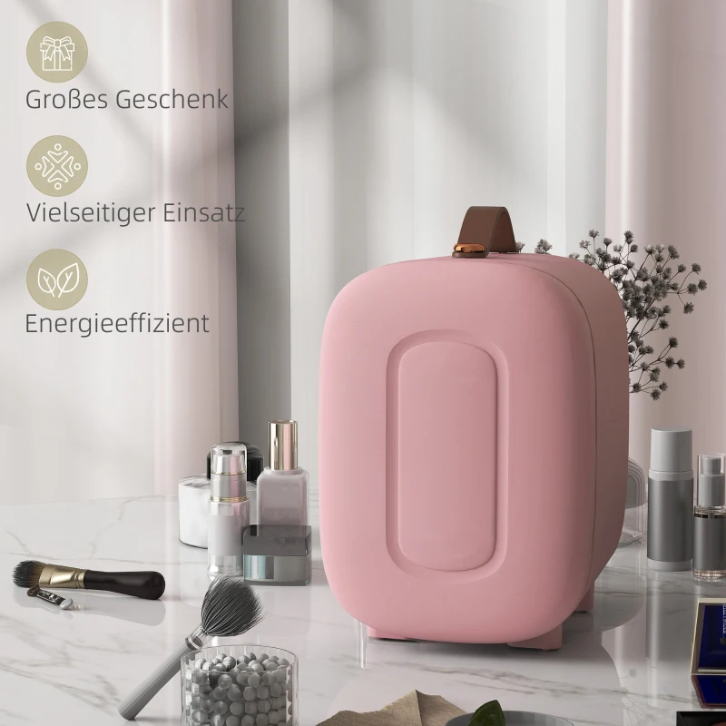 HOMCOM Mini Kühlschrank Kühlschrank Beauty Fridge, 4 L Fassungsvermögen, 20,3 x 26,3 x 28 cm, Rosa(m-7)
