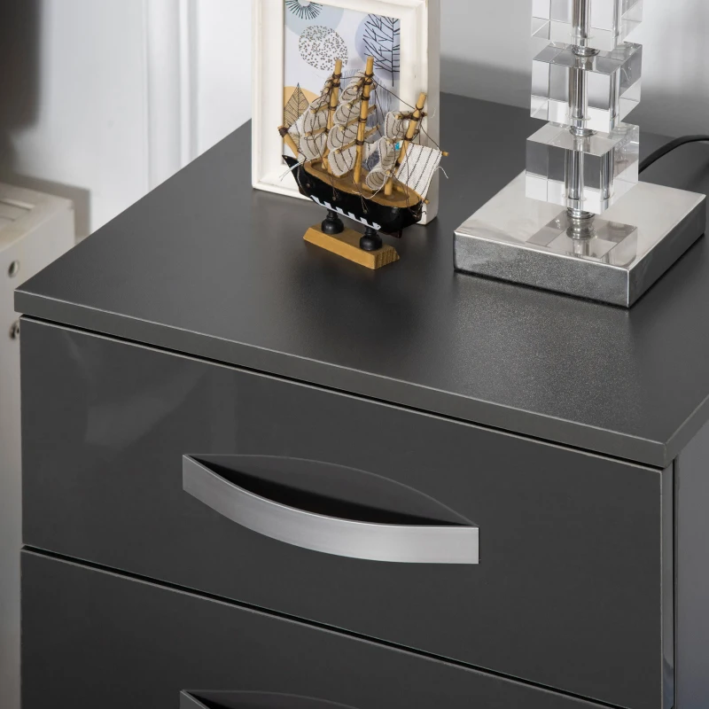 HOMCOM Ensemble de 2 Tables de Chevet Modernes avec 3 Tiroirs pour Chambre à Coucher et Salon en Panneaux de Particules, 40x36x56 cm, Gris