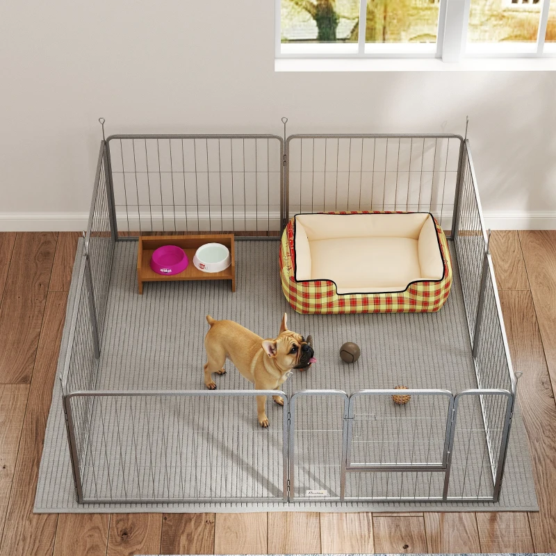 PawHut Enclos pour animaux, Clôture pour chiens, Terrain de jeu pour animaux, facilement adaptable, en acier inoxydable