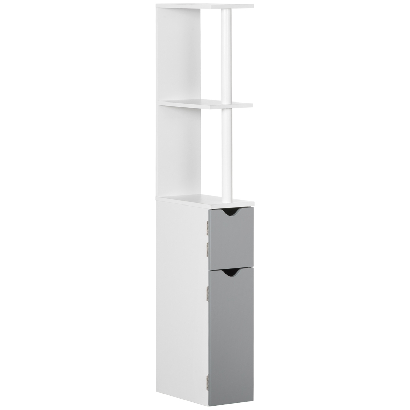 kleankin Mueble de Baño con Puertas y Estantes Abiertos Armario de Baño Estilo Moderno 15,2x29,8x118 cm Gris