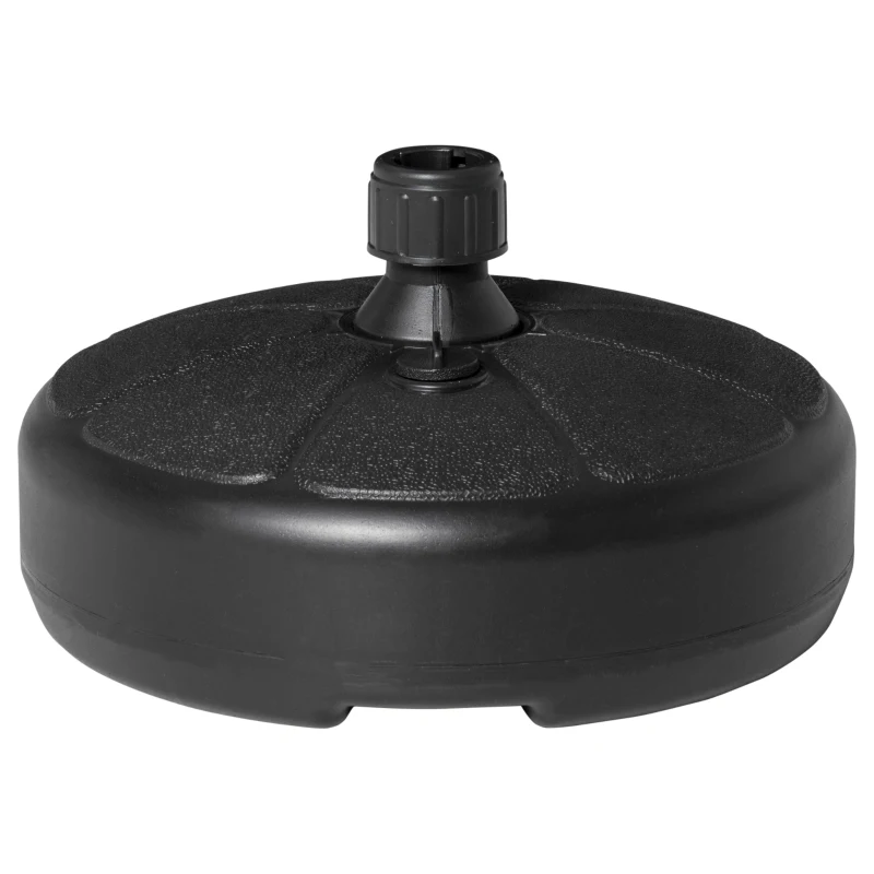 Outsunny Base pour Parasol Ronde en Plastique Remplissable avec Eau et Sable, pour Poteaux de 38 mm, Ø38 cm, Noir