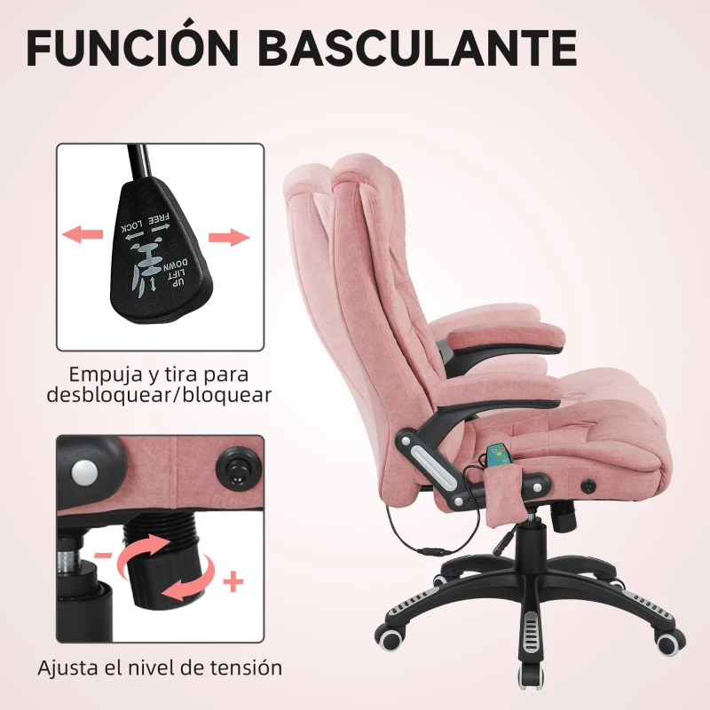 Vinsetto Silla Oficina con Masaje de 6 Puntos con Función Basculante con Calefacción Altura Ajustable