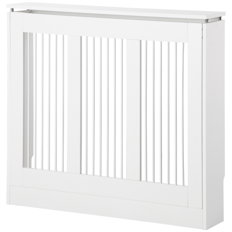 HOMCOM Cache-Radiateur à Lattes Moderne et Élégant pour la Maison, en MDF et Acier, 90x18x84cm, Blanc