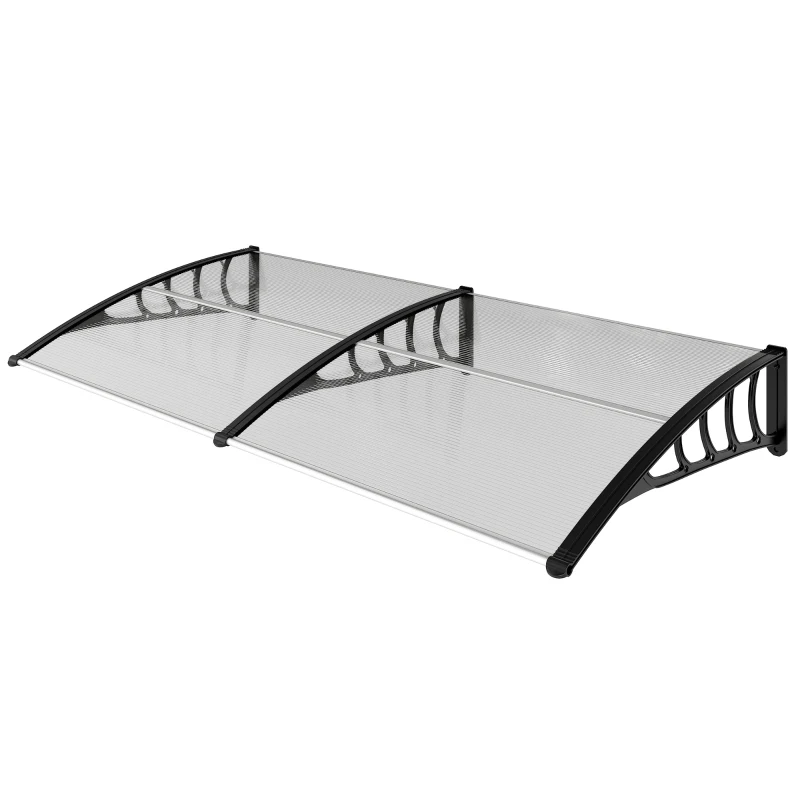 Outsunny Tejadillo de Protección 200x96x27 cm Marquesina Exterior para Puertas y Ventanas contra Sol y Lluvia Transparente
