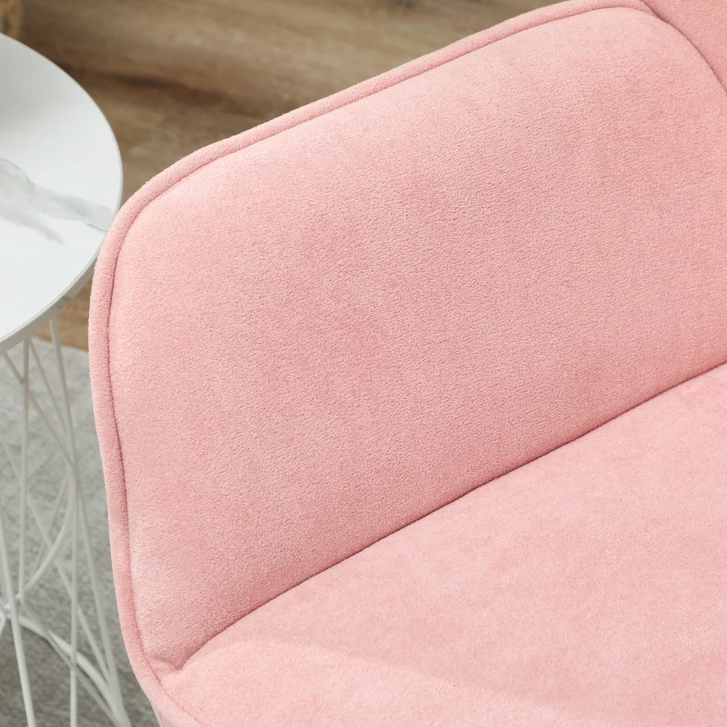 HOMCOM Poltrona Sala de Estar Moderna Poltrona de Leitura com Assento Largo e Acolchoado Estofada em Veludo Pés de Metal 70x67,5x87 cm Rosa