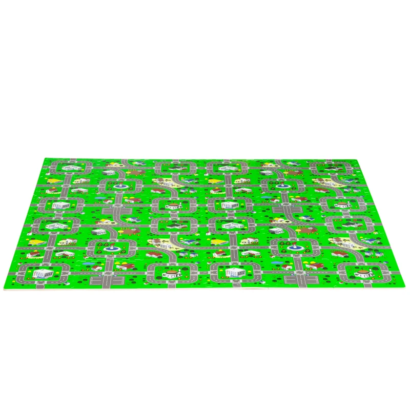 HOMCOM Alfombra Puzzle Infantil con 36 Piezas 31,5x31,5x1 cm Juego Rompecabezas Infantil Modelo Carreteras de Espuma EVA Área de Cobertura 3,24 m² Multicolor