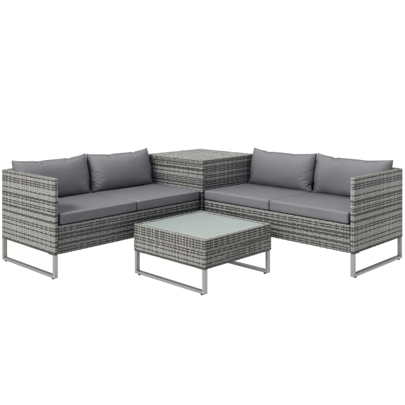 Outsunny Set de Gradina 4 Bucati cu 2 Canapele 2 Locuri, Masuta d