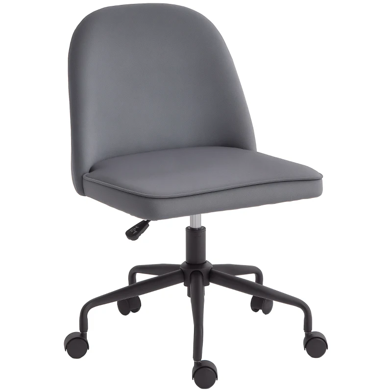 HOMCOM Scaun pentru Birou, Scaun din Catifea, Scaun Reglabil pe Înălțime cu Roți Pivotante și Spătar Central, 52x52x80-88 cm, Gri